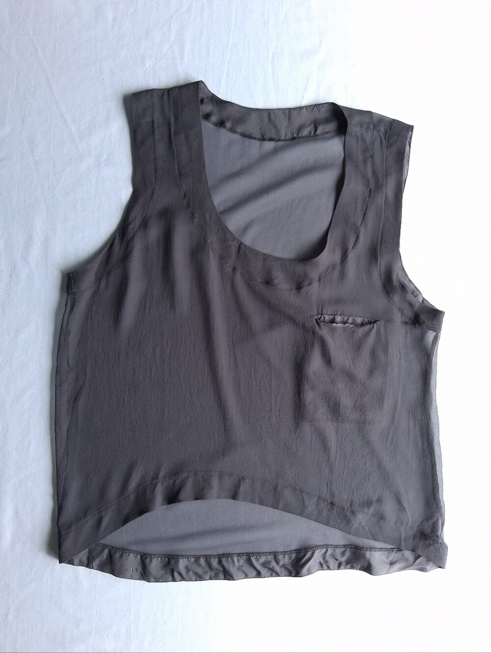 Sheer Silk Tank Top Gray Lightweight Layering